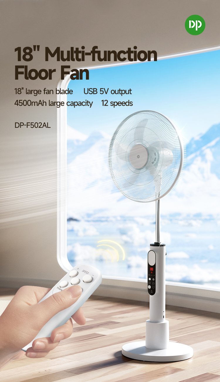 Pedestal Fan 18 inch Rechargeable AC DC Stand Fan with Light-F502AL-detail-1