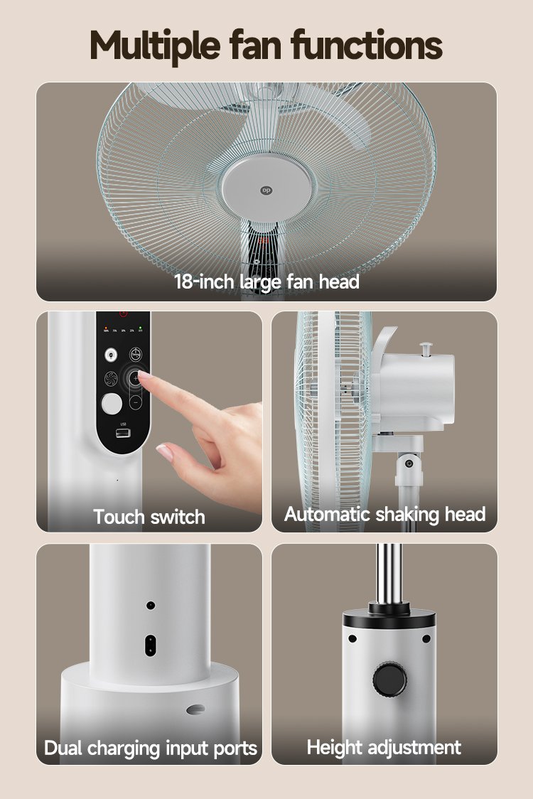Pedestal Fan 18 inch Rechargeable AC DC Stand Fan with Light-F502AL-detail-2