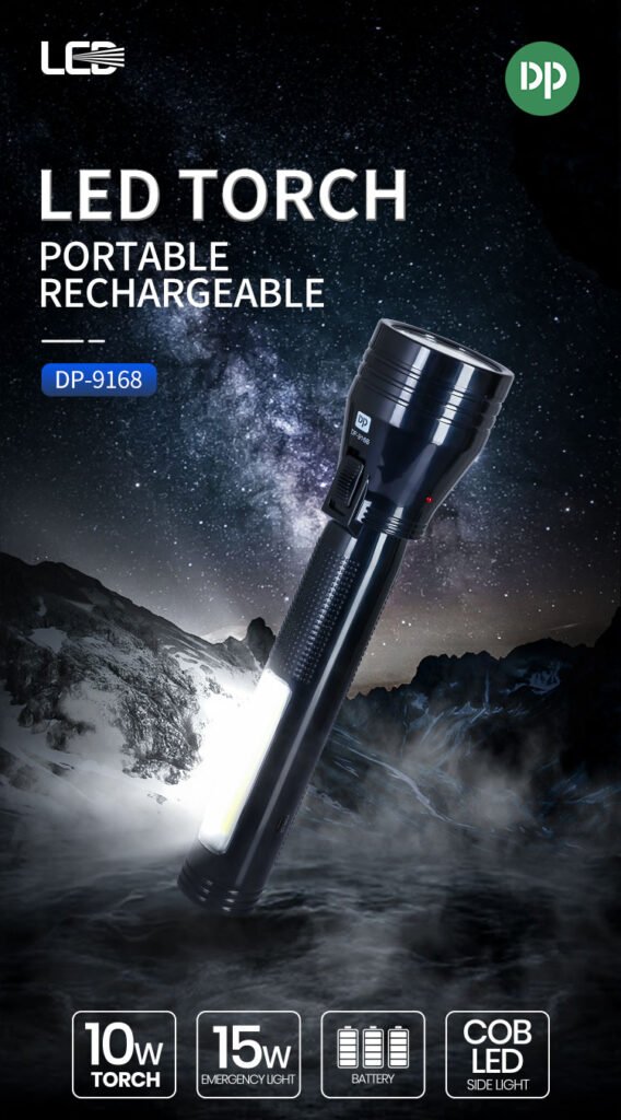 Rechargeable LED Flashlight Torch with Side Light DP-9168-detail-1