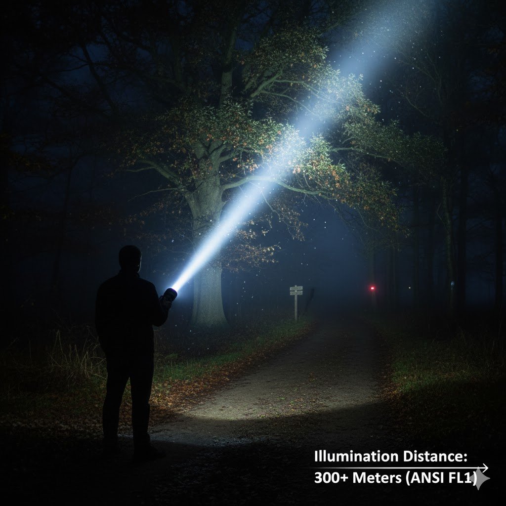 Flashlight Illumination Distance in Action