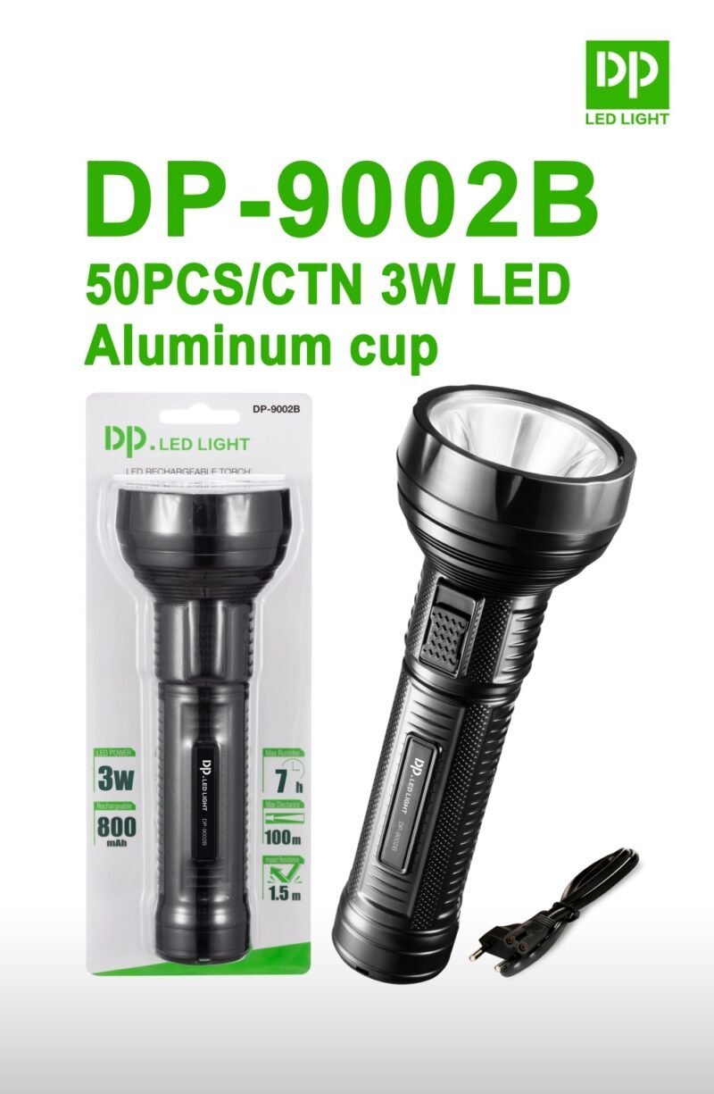 Portable Rechargeable LED Torch Flashlight DP-9002B - Image 3