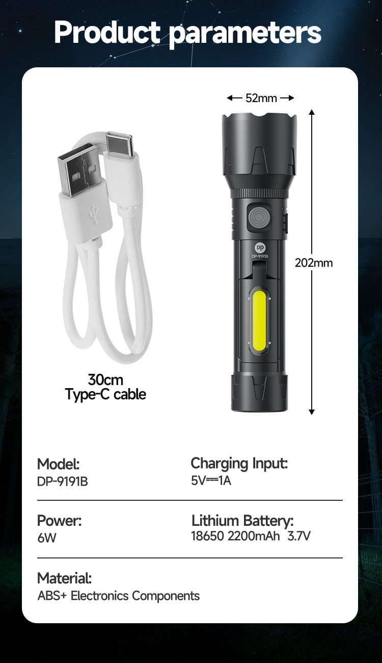 Zoomable LED Flashlight DP-9191B-detail (7)