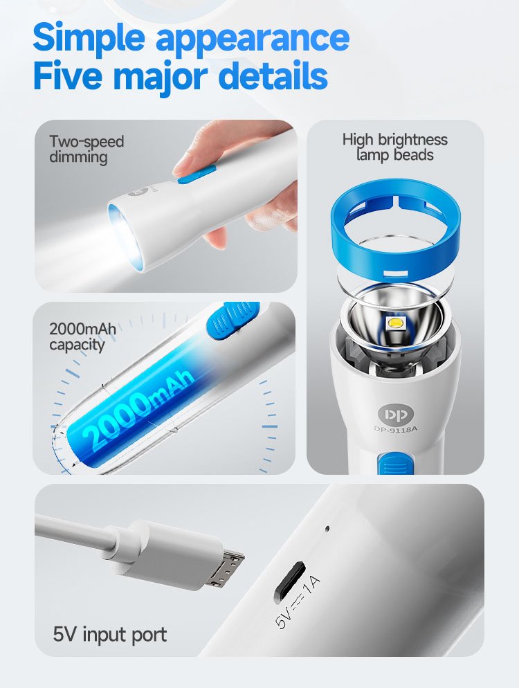 1W flashlight DP-9188A detail (2)