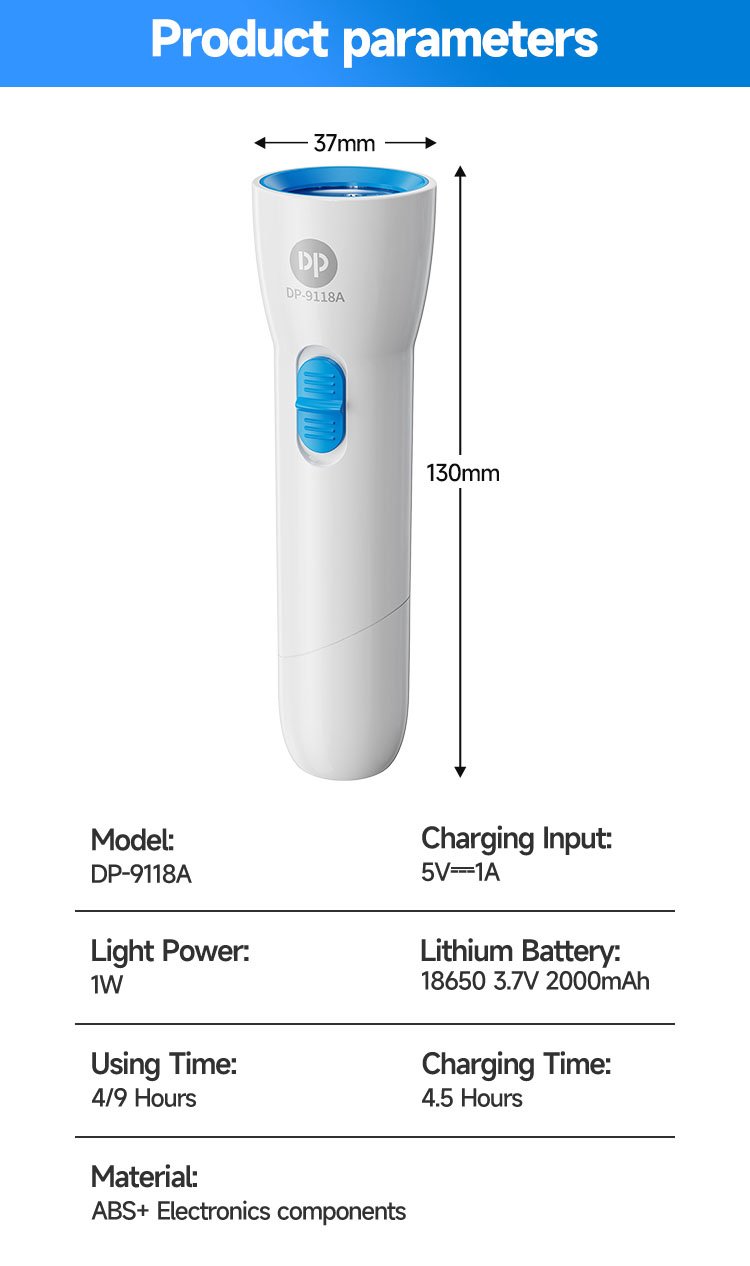 1W flashlight DP-9188A detail (7)