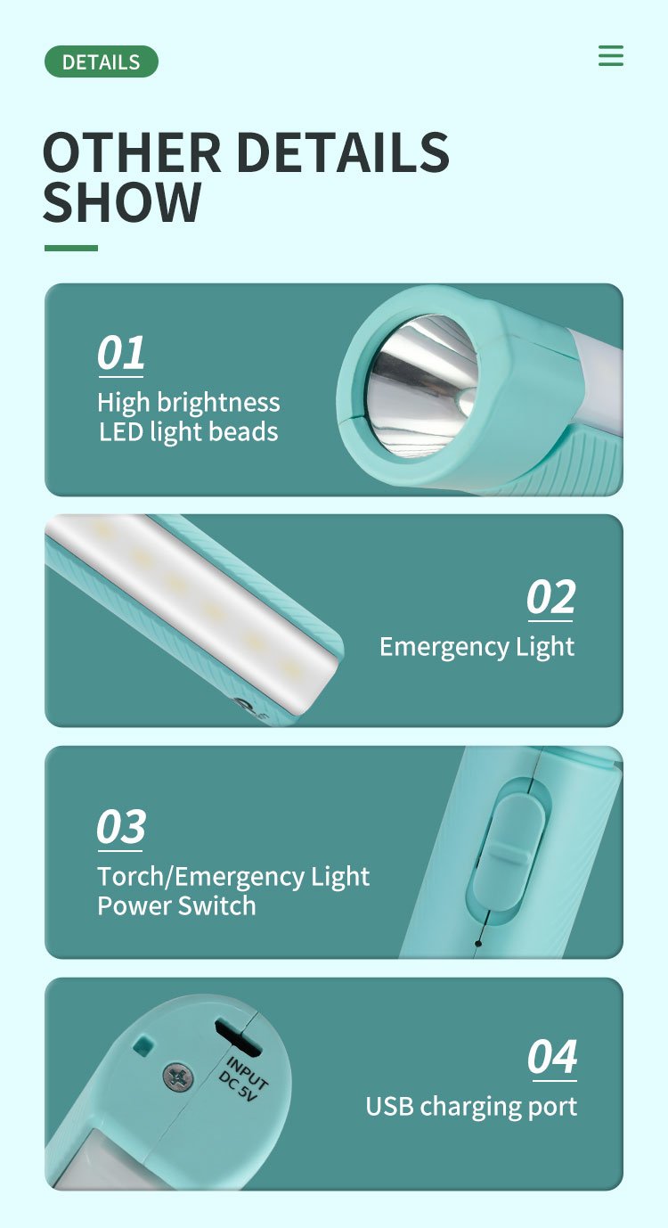 Rechargeable Flashlight DP-9171 detail (6)
