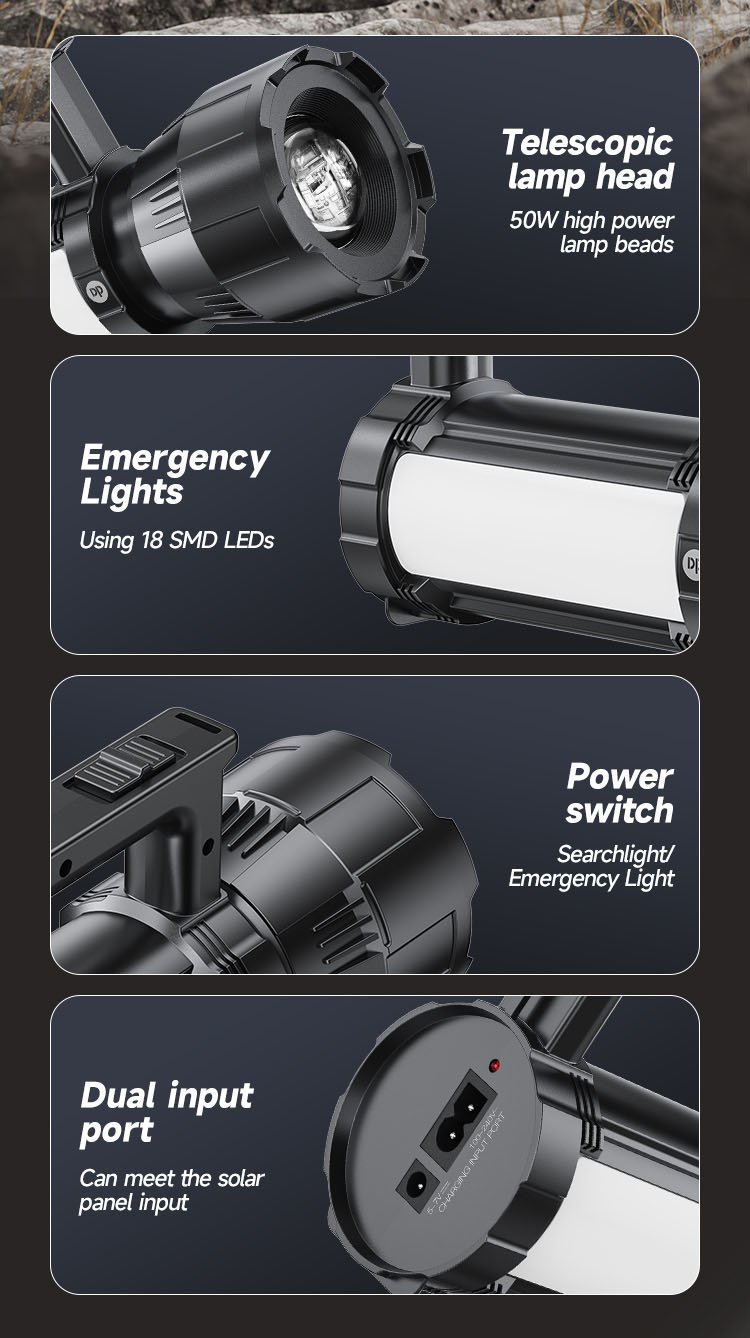 Rechargeable Zoomable Searchlight DP-7338 detail (2)