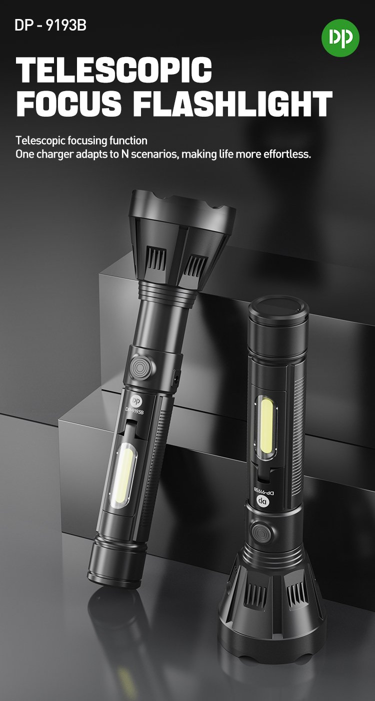 adjustable focus rechargeable flashlight DP-9193B detail (1)