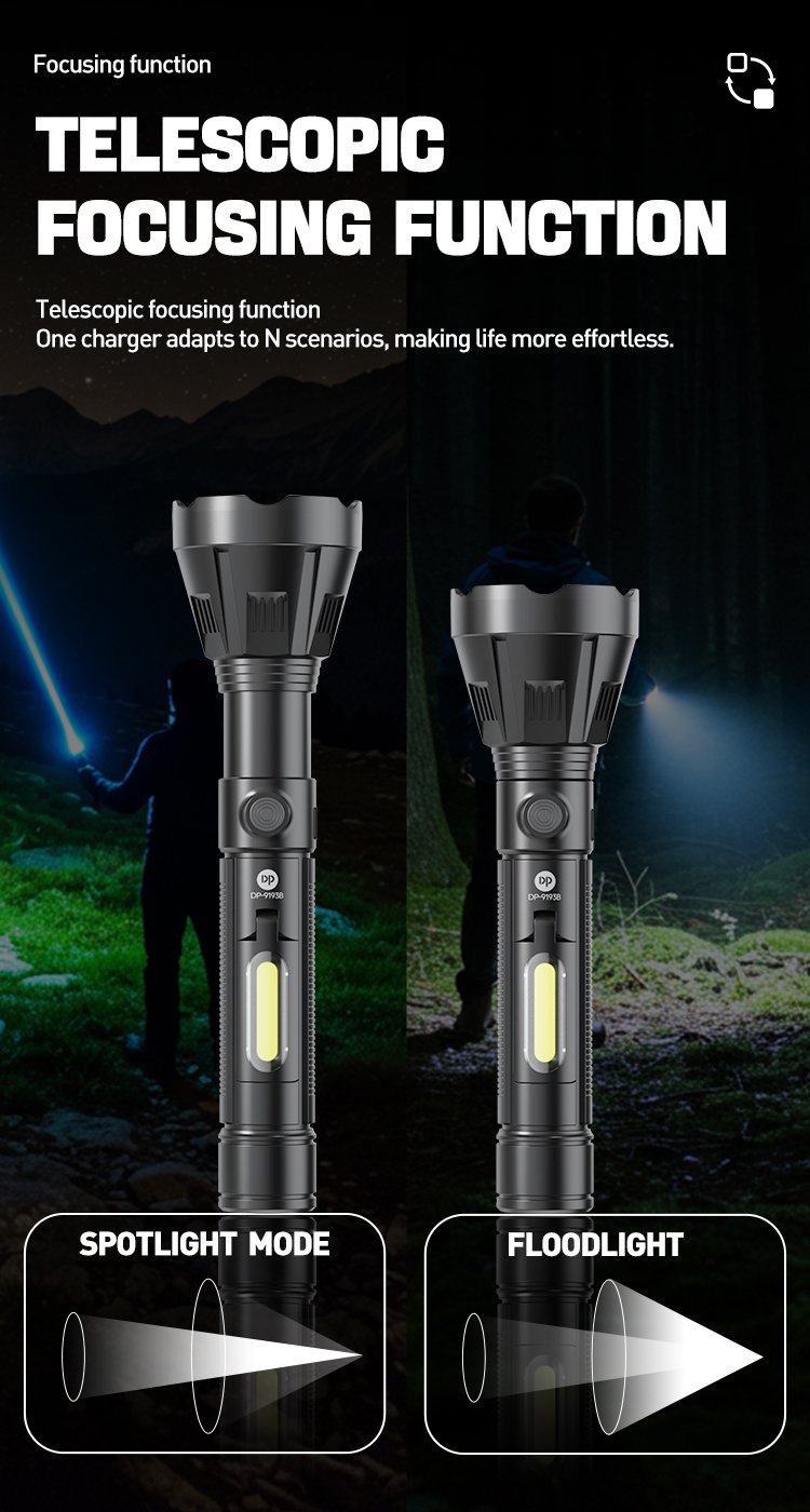 adjustable focus rechargeable flashlight DP-9193B detail (2)
