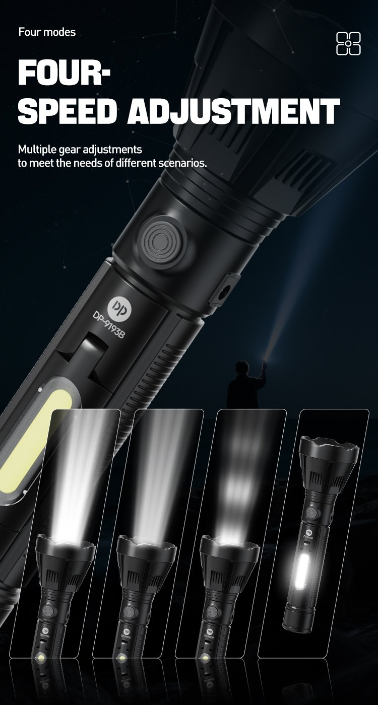 adjustable focus rechargeable flashlight DP-9193B detail (5)