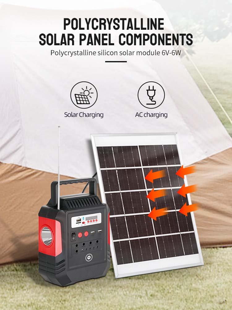 DP-7717 12000mAh Solar Lighting System. Bluetooth Speaker & 3 Bulbs Kit ...