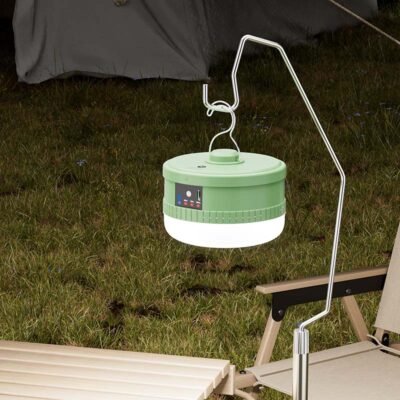 LED camping lantern 7823S with hanging hook setup for outdoor illumination.