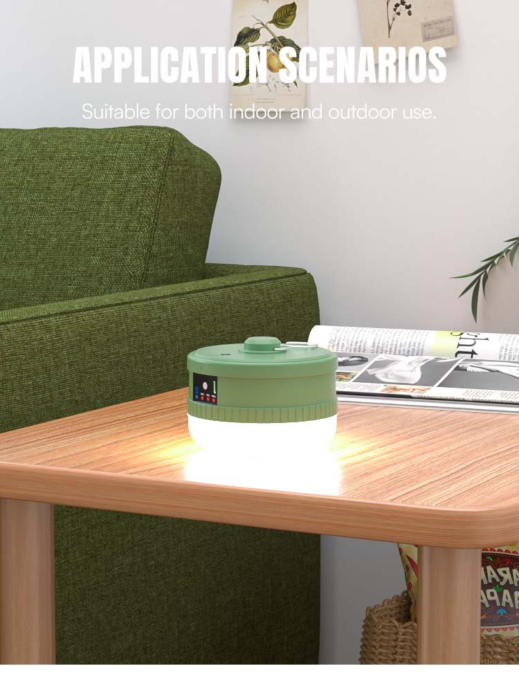LED camping lantern 7823S placed on an indoor desktop demonstrating application scenarios.