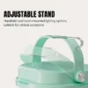 LED camping lantern 7858S featuring an adjustable metal stand for handheld and hook-mounted options.
