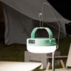 LED camping lantern 7858S with hanging hook and rechargeable battery for outdoor use.