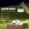 LED camping lantern 7858S demonstrating strong, medium, low, strobe, and RGB strobe lighting modes.