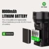 LED search light 7045 equipped with removable 8000mAh lithium batteries providing 4.5 to 8.5 hours of runtime.
