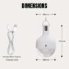 Dimensions of LED camping lantern 7853 indicating 100mm width, 161mm height, and included 30cm Type-C cable.