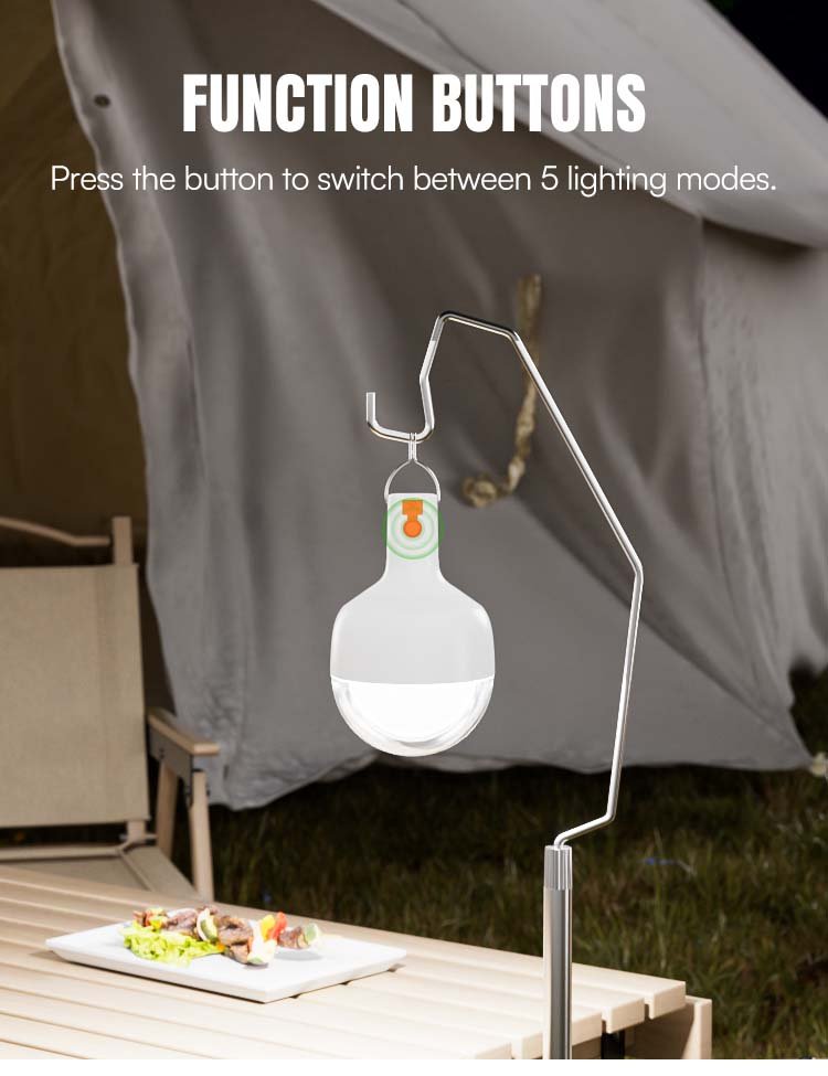 LED camping lantern 7853 function button designed to switch between 5 different lighting modes.