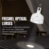 LED camping lantern 7855C/7856C/7857C equipped with Fresnel optical lenses for focused central beam.