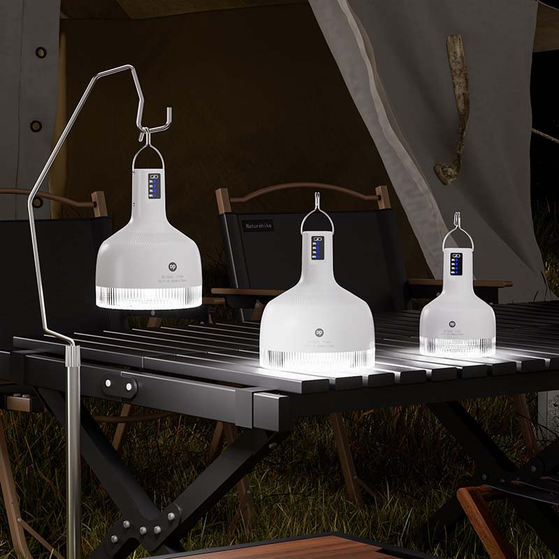 LED camping lantern 7855C/7856C/7857C in three sizes with hanging hooks for outdoor use.