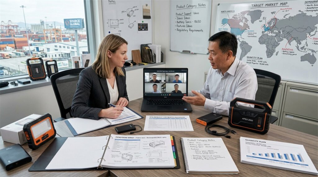 An importer prepares an OEM buyer brief before requesting a factory quote.
