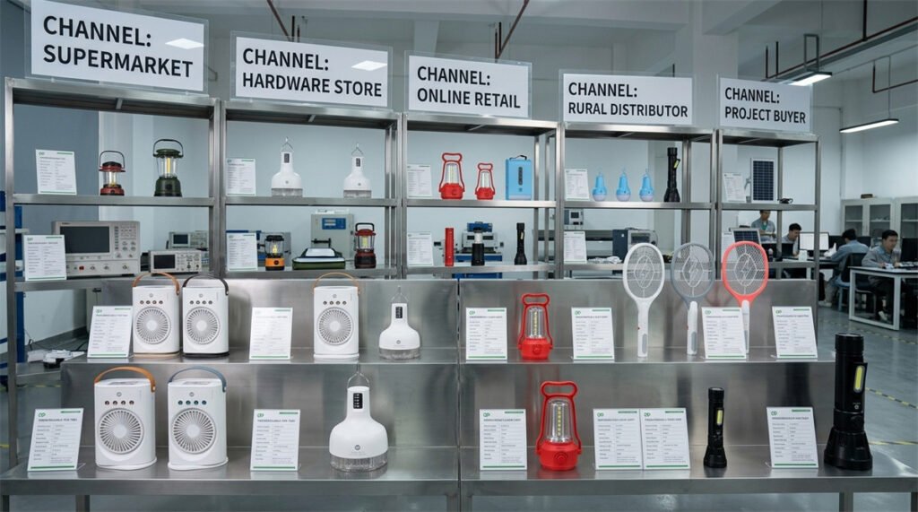 Rechargeable product base models are compared before OEM specification adjustment.