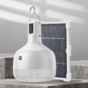 Solar LED camping lantern 7813T equipped with a solar panel and hanging hook for outdoor charging.
