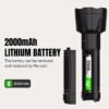 LED rechargeable flashlight DP-9208 with a removable 2000mAh lithium battery.