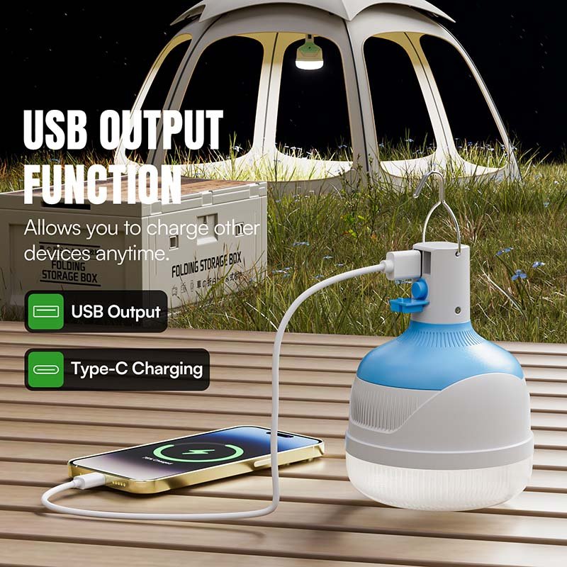 Rechargeable LED lantern 7860 and 7861 equipped with Type-C input and USB output for device charging.